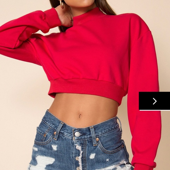 Superdown Meghan Cropped Sweatshirt- Red- Extra Small - Picture 1 of 4